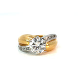 Large Diamond Cross Over Solitaire Ring