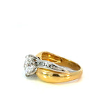 Large Diamond Cross Over Solitaire Ring