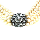 Antique Victorian Diamond Akoya Pearl Necklace