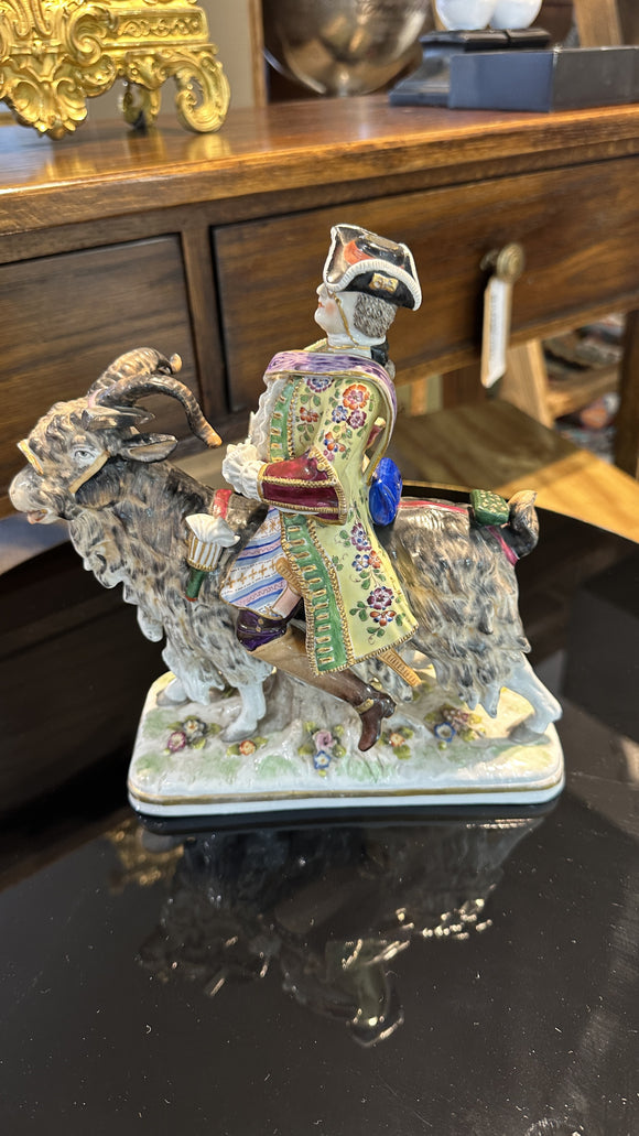 Antique Count Bruhl Tailor on a Goat Figurine