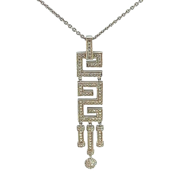 Grecian key Diamond Pendant Necklace