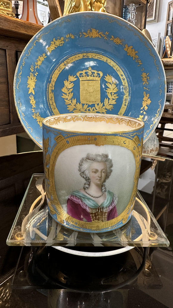 Antique Sevres Porcelain Cup and Saucer Set