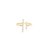 Diamond Double T Ring in 18ct Yellow Gold