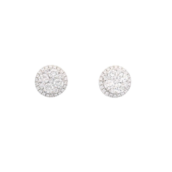 Diamond Cluster Halo Stud Earrings