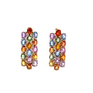 Multi Coloured Oval Sapphire Earrings