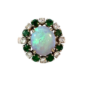 Opal Emerald Diamond Ring