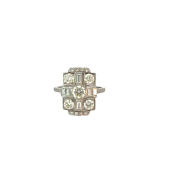 Art Deco Style Diamond Ring 18ct White Gold