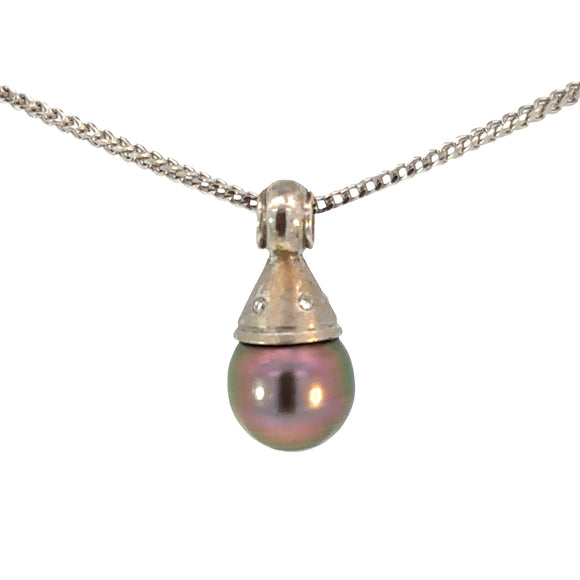 Tahitian Cultured Pearl Pendant in 18ct White Gold
