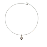 Black Cultured Pearl Pendant with Collar Chain