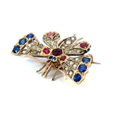 Victorian Diamond Ruby Sapphire Butterfly Brooch