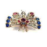 Victorian Diamond Ruby Sapphire Butterfly Brooch