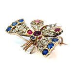 Victorian Diamond Ruby Sapphire Butterfly Brooch