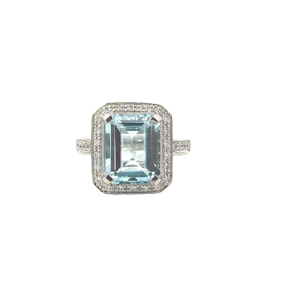 Aquamarine Diamond Ring - 4.37 carats