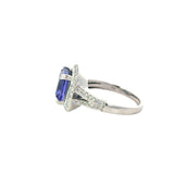 Cushion Cut Tanzanite Diamond Ring