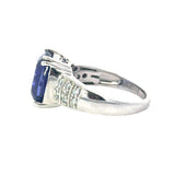 Emerald Cushion Tanzanite Diamond Ring