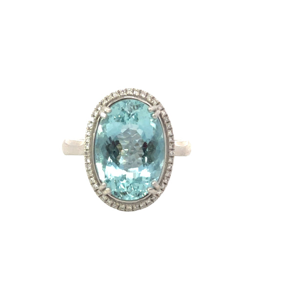 Oval Aquamarine Diamond Ring - 19.11 carats