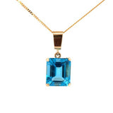 Large Octagonal Blue Topaz Pendant in 9ct Yellow Gold