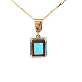 Large Octagonal Blue Topaz Pendant in 9ct Yellow Gold