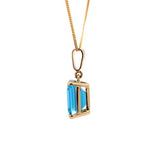 Large Octagonal Blue Topaz Pendant in 9ct Yellow Gold