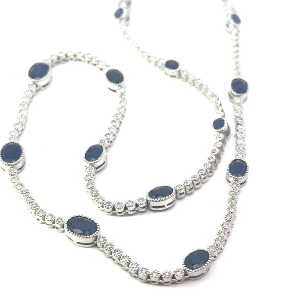 Sapphire Diamond Riviere Necklace