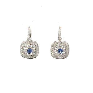 Sapphire Diamond Lever Back Earrings