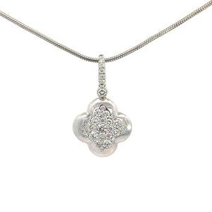 Diamond Clover Pendant in 18ct White Gold