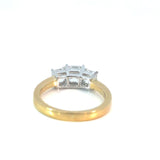 Three Stone Square Emerald Cut Diamond Ring