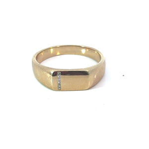 Gents Signet Wedding Band with Diamonds