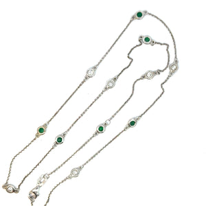 Emerald Diamond Station Necklace