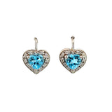 Blue Topaz Diamond Heart Earrings