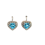 Blue Topaz Diamond Heart Earrings