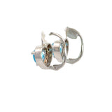 Blue Topaz Diamond Heart Earrings
