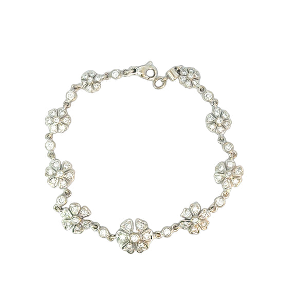 Diamond Daisy Chain Bracelet in 18ct White Gold
