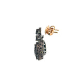 Green Tourmaline Drop Earrings with Black Rhodium