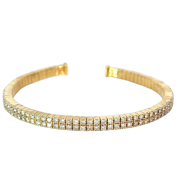 Double Row Diamond Cuff Bracelet in 18ct Yellow Gold