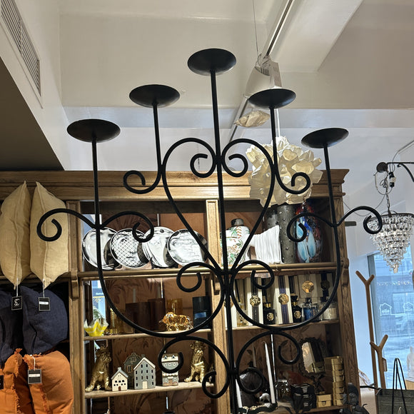 Tall Black Metal Candelabra - 5 Branch