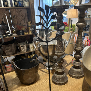 Tall Metal Leaf Design Candle Holder