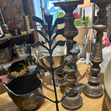 Tall Metal Leaf Design Candle Holder