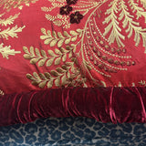 Red Silk Cushion - Velvet Edged