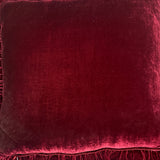 Red Silk Cushion - Velvet Edged
