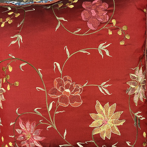 Red Silk Cushion with Tassles
