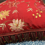 Red Silk Cushion with Tassles