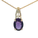 Oval Amethyst Diamond Pendant Necklace