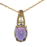 Oval Amethyst Diamond Pendant Necklace
