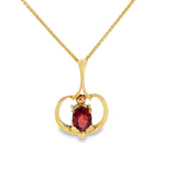 Oval Garnet Pendant in 9ct Yellow Gold