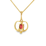 Oval Garnet Pendant in 9ct Yellow Gold