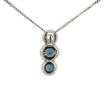 Three Cluster Sapphire Diamond Pendant Necklace