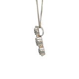 Three Cluster Sapphire Diamond Pendant Necklace