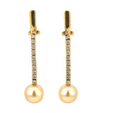 Golden South Sea Pearl Diamond Drop Clip On Earrings