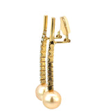 Golden South Sea Pearl Diamond Drop Clip On Earrings